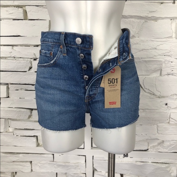 Levi’s 501’s High Rise Button Fly Denim Shorts - Picture 5 of 7